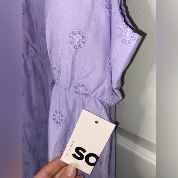 NWT SO Juniors Plus 1X Lavender Flutter Sleeve Eyelet Babydoll Dress, Spring - Picture 6 of 9